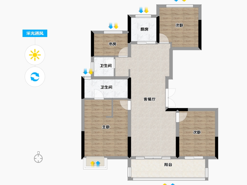 安徽省-池州市-前城江盼-104.00-户型库-采光通风