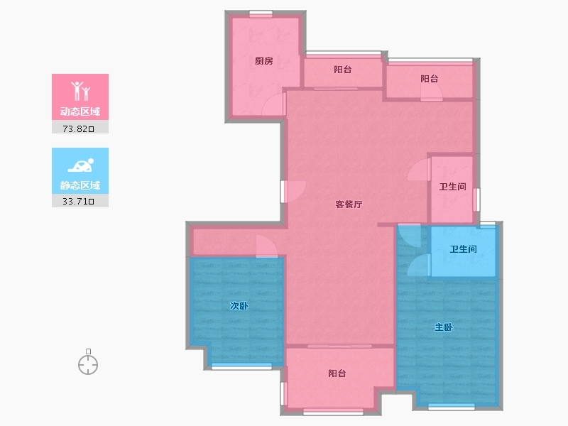 浙江省-杭州市-上实海上海白洋港城-113.47-户型库-动静分区