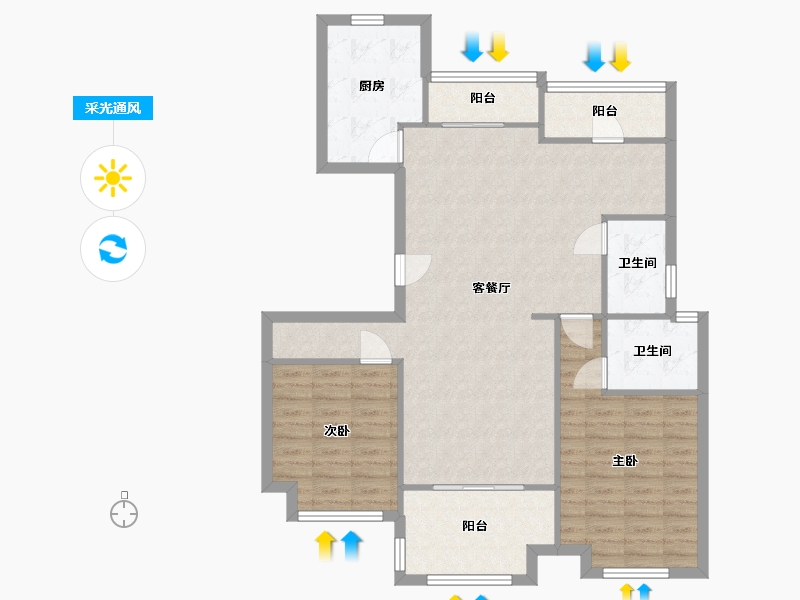 浙江省-杭州市-上实海上海白洋港城-113.47-户型库-采光通风