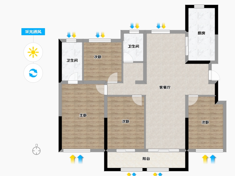 宁夏回族自治区-银川市-宁夏中房·永悦府-115.75-户型库-采光通风