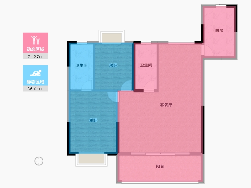 湖南省-湘潭市-金奥湘江公馆-100.40-户型库-动静分区