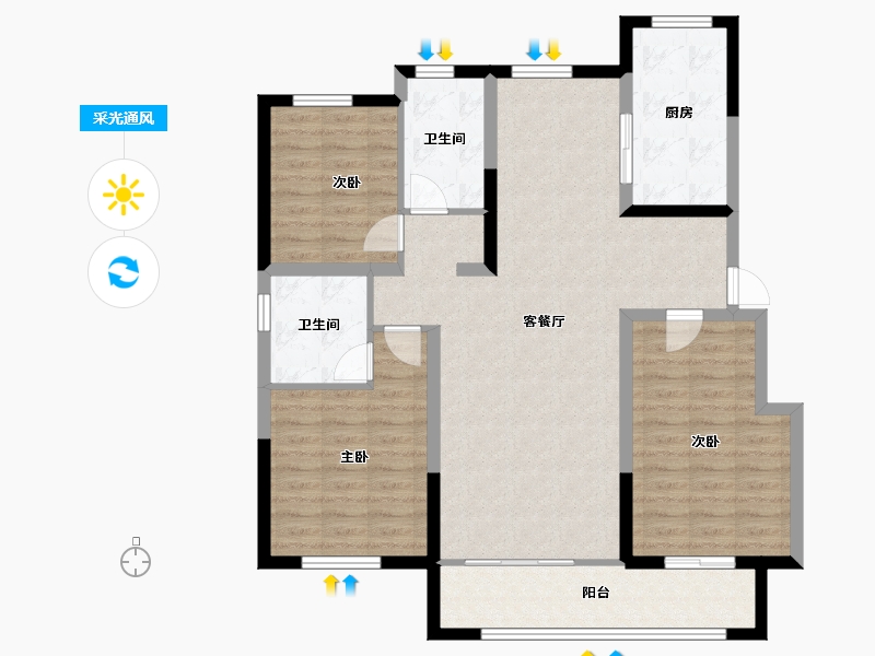 宁夏回族自治区-银川市-宁夏中房·永悦府-107.76-户型库-采光通风