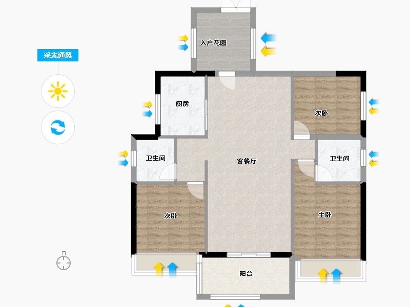 广东省-广州市-绿地珑玥府-93.60-户型库-采光通风