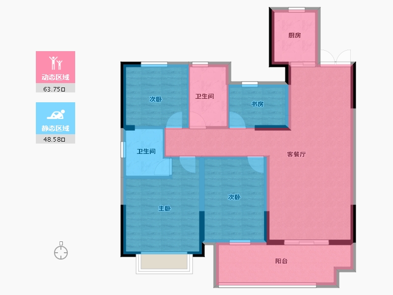 安徽省-宿州市-金荣·学府壹号-100.71-户型库-动静分区