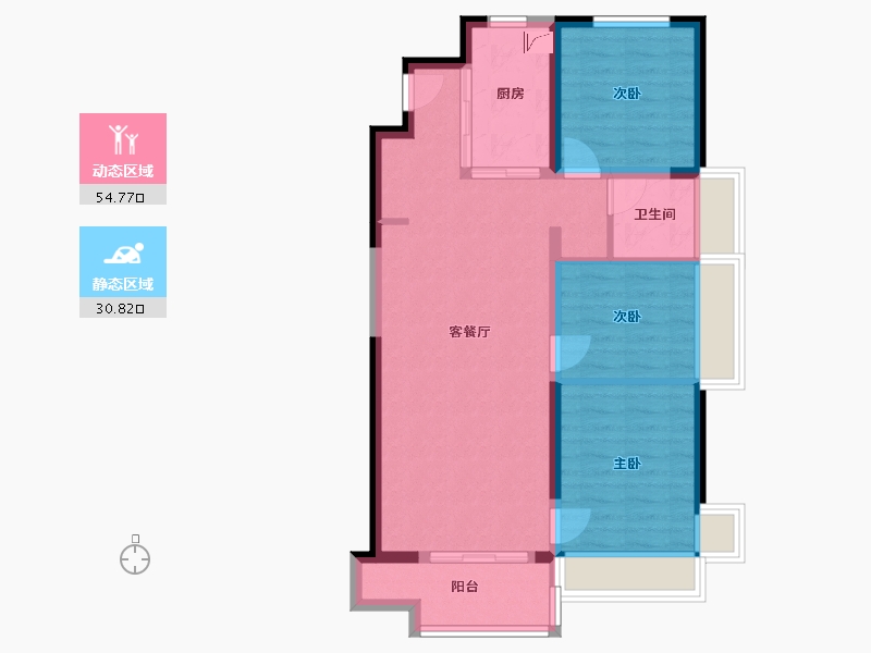 吉林省-吉林市-万科莱茵小镇-76.61-户型库-动静分区