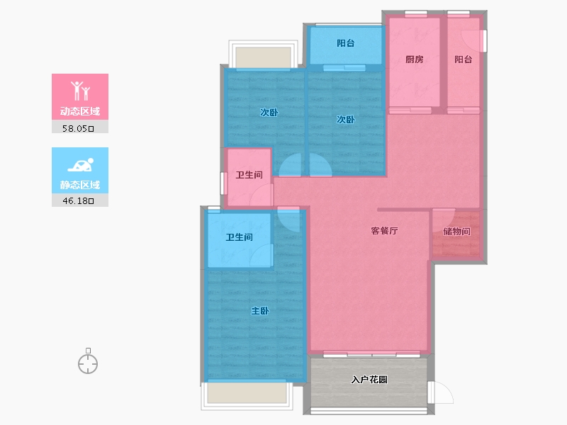 广东省-揭阳市-宏和·金水湾-101.67-户型库-动静分区