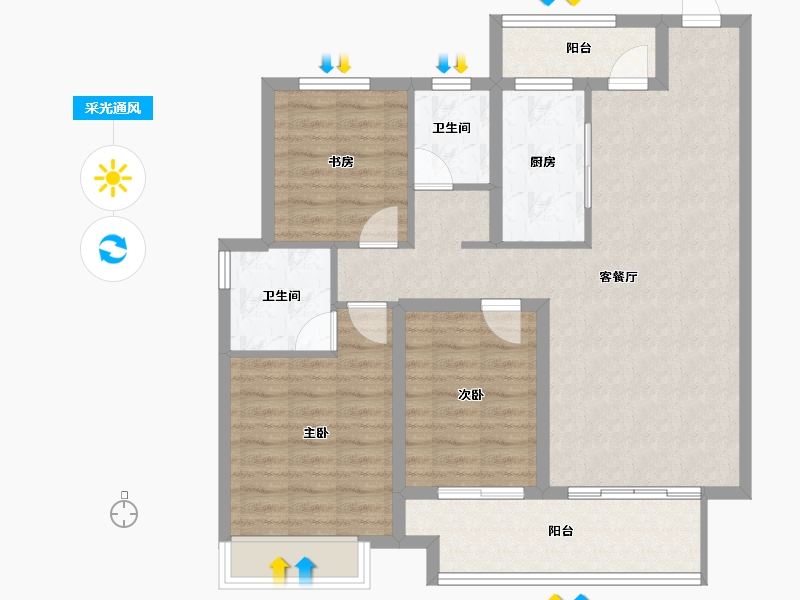 河南省-商丘市-建业联盟东望-92.96-户型库-采光通风