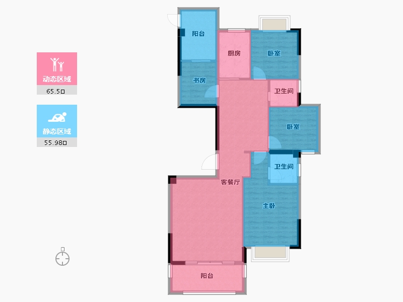 广东省-揭阳市-国际商品城三期尚东一品-110.14-户型库-动静分区