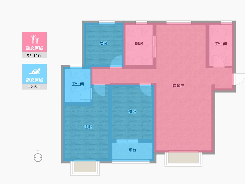 甘肃省-平凉市-平凉世纪花园E区-84.38-户型库-动静分区