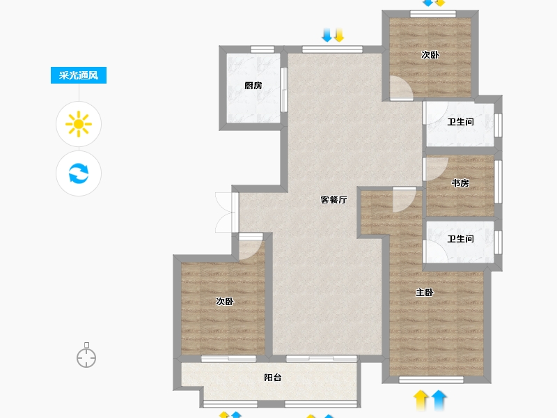 山东省-临沂市-万图水岸经典·御园-97.17-户型库-采光通风