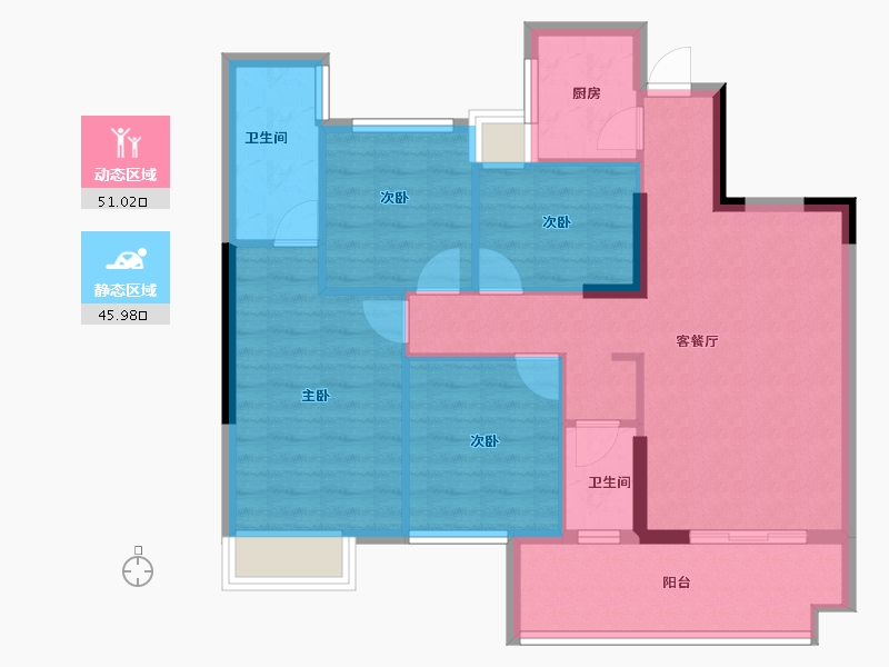 福建省-宁德市-万春·玖珑郡-86.86-户型库-动静分区