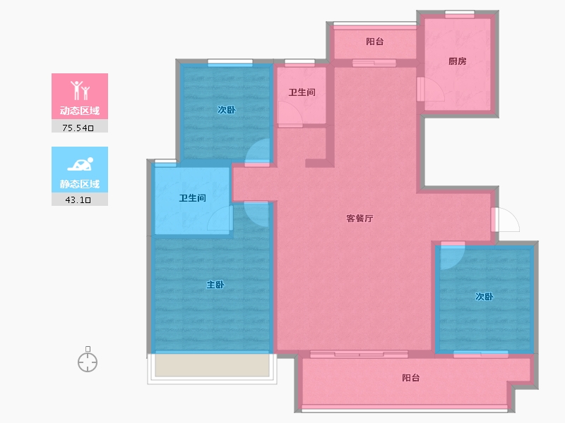 河南省-商丘市-建业联盟东望-106.05-户型库-动静分区