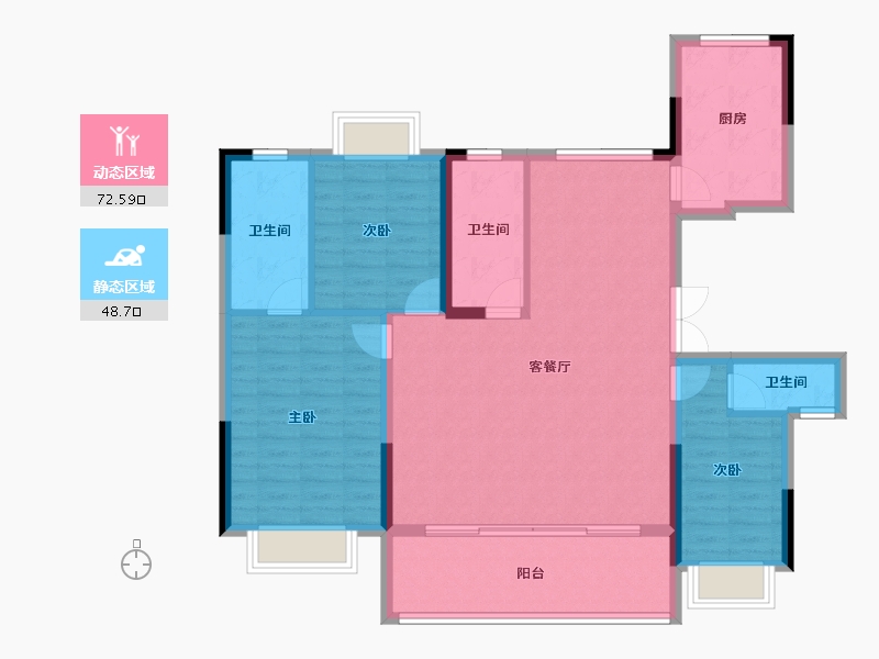 湖南省-湘潭市-金奥湘江公馆-110.01-户型库-动静分区