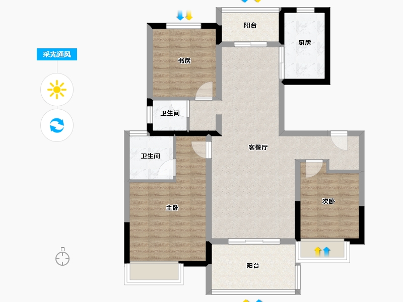 江苏省-镇江市-美的城三区·悦然里-92.01-户型库-采光通风