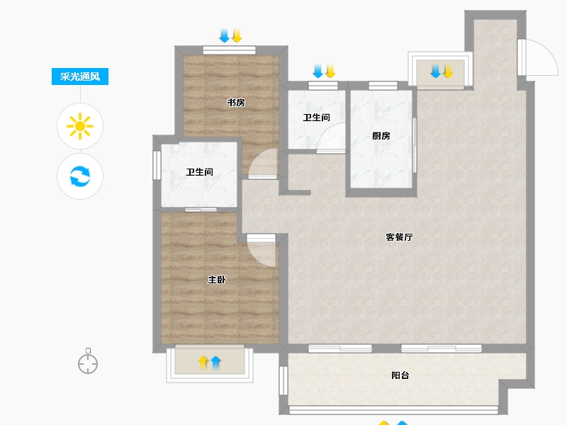 安徽省-合肥市-远洋庐玥风景-86.40-户型库-采光通风