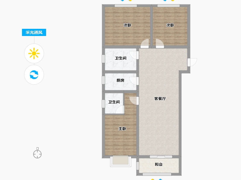 河北省-衡水市-港湾家园-104.00-户型库-采光通风