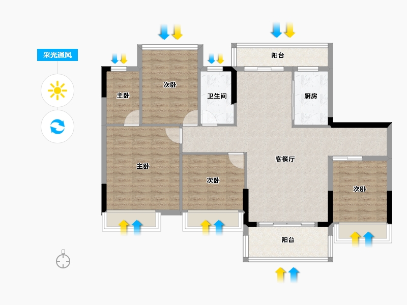 广西壮族自治区-贵港市-西山泉十里江湾-107.22-户型库-采光通风