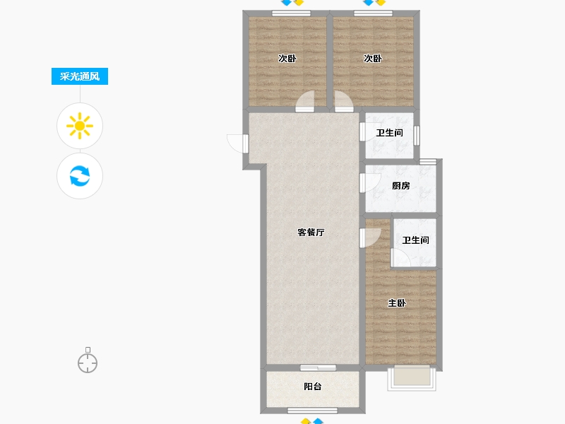 河北省-衡水市-港湾家园-100.60-户型库-采光通风