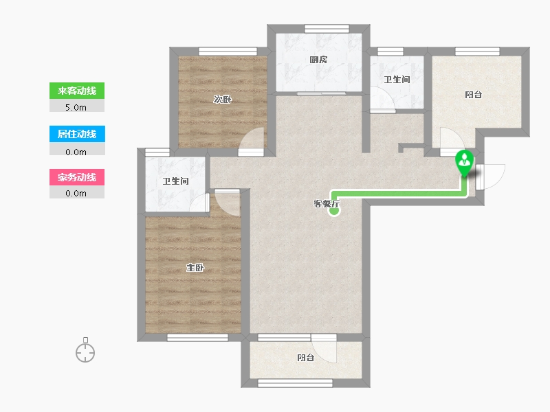 河北省-廊坊市-大运河孔雀城公园壹号院-73.96-户型库-动静线