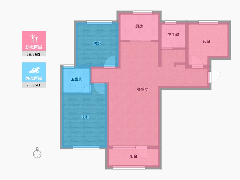 河北省-廊坊市-大运河孔雀城公园壹号院-73.96-户型库-动静分区