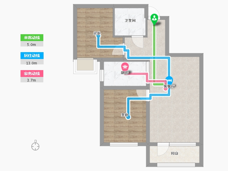 河北省-廊坊市-大运河孔雀城公园壹号院-57.38-户型库-动静线