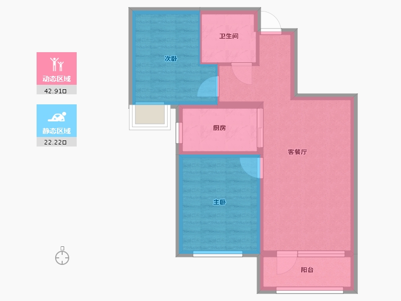 河北省-廊坊市-大运河孔雀城公园壹号院-57.38-户型库-动静分区