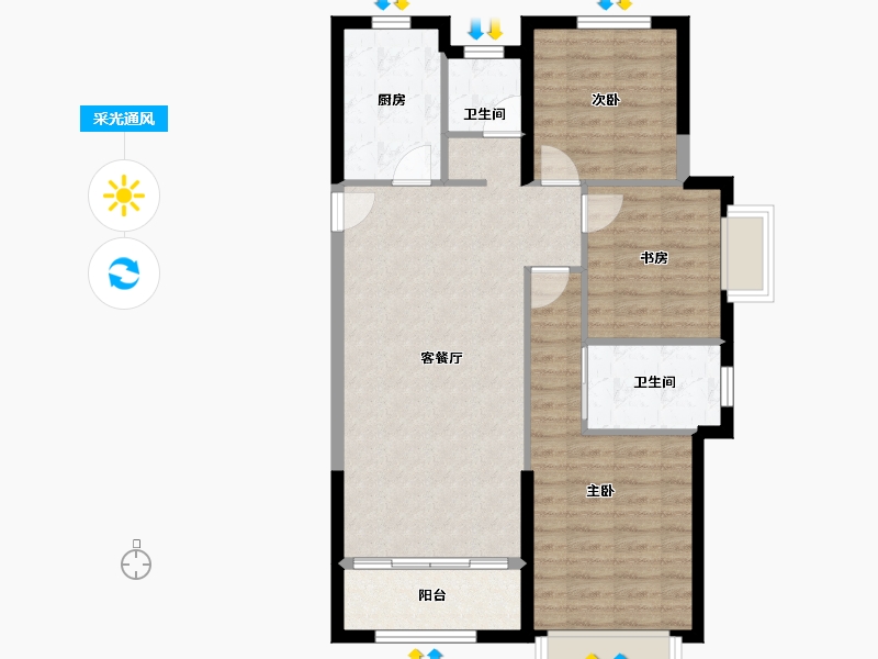 山西省-晋中市-大学城·国际学园-85.56-户型库-采光通风