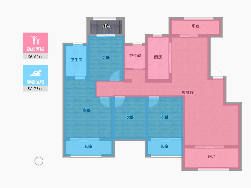 湖南省-湘潭市-大汉龍雲臺-113.66-户型库-动静分区