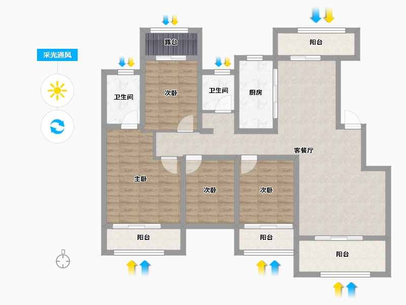 湖南省-湘潭市-大汉龍雲臺-113.66-户型库-采光通风