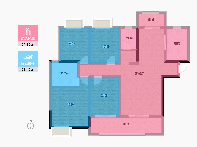 湖南省-湘潭市-大汉龍雲臺-106.76-户型库-动静分区