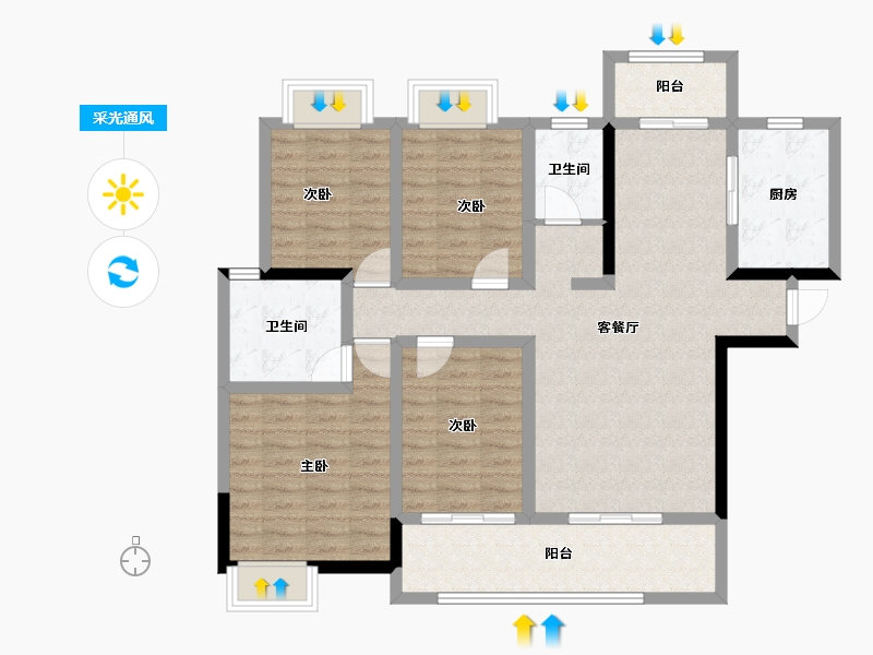 湖南省-湘潭市-大汉龍雲臺-106.76-户型库-采光通风