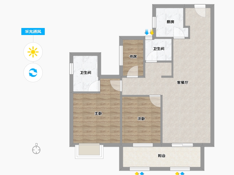 湖南省-湘潭市-大汉龍雲臺-77.93-户型库-采光通风