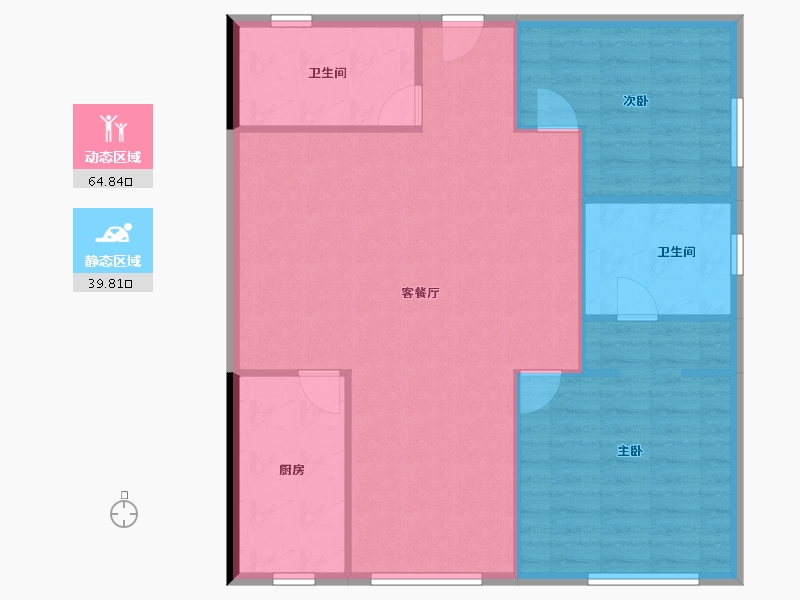 浙江省-杭州市-杭州世茂天玑公寓-96.68-户型库-动静分区