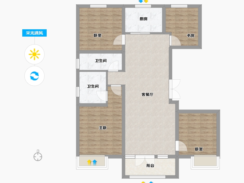 河北省-张家口市-远洋尚东万和-109.47-户型库-采光通风