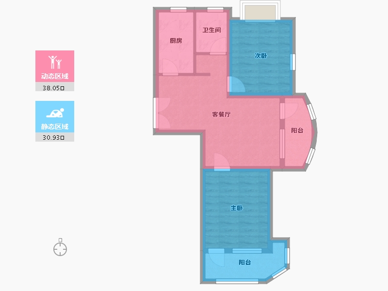 辽宁省-葫芦岛市-天顺红海湾二期-60.75-户型库-动静分区