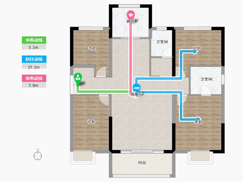 湖南省-湘潭市-金奥湘江公馆-115.00-户型库-动静线