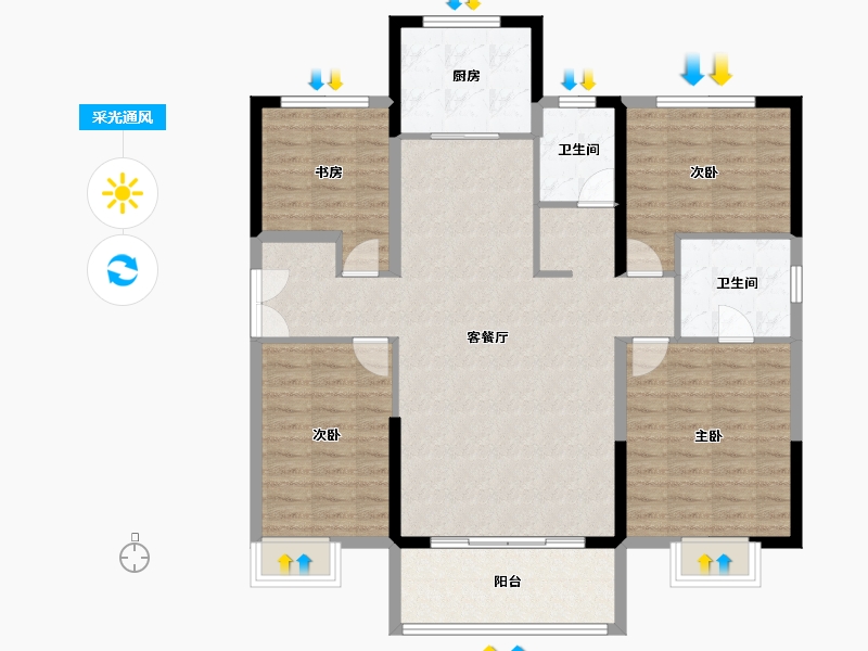 湖南省-湘潭市-金奥湘江公馆-115.00-户型库-采光通风