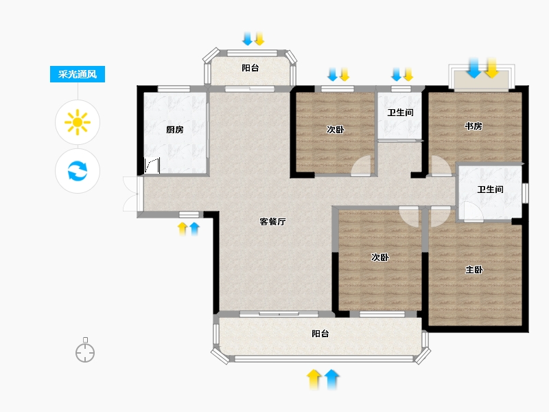 湖南省-长沙市-三润城-155.00-户型库-采光通风