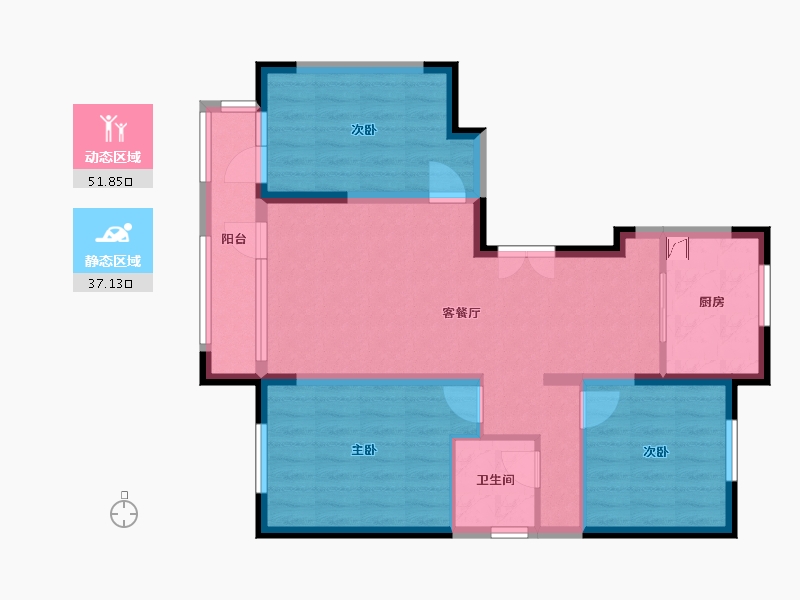 宁夏回族自治区-银川市-宁夏中房东方赋-84.55-户型库-动静分区