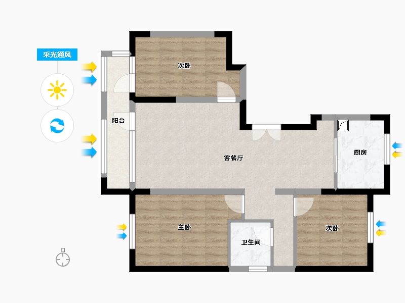 宁夏回族自治区-银川市-宁夏中房东方赋-84.55-户型库-采光通风