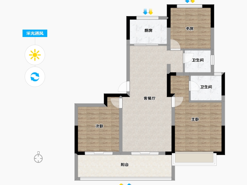 安徽省-合肥市-徽创君泊-95.87-户型库-采光通风