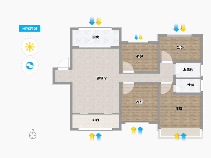 山东省-滨州市-融汇新里程-113.60-户型库-采光通风