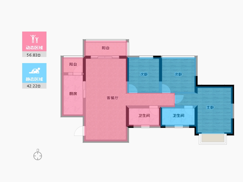 四川省-宜宾市-蜀道·三江国际-87.51-户型库-动静分区