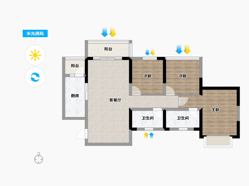 四川省-宜宾市-蜀道·三江国际-87.51-户型库-采光通风