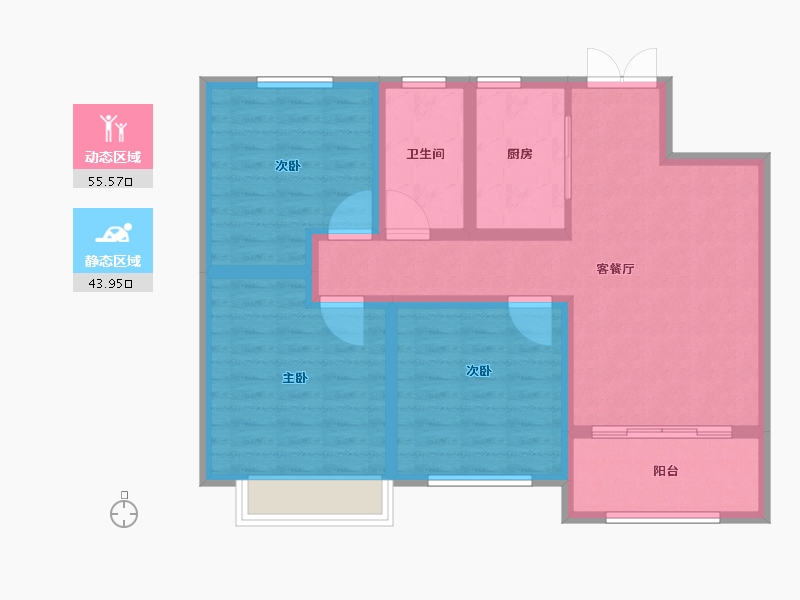 江苏省-宿迁市-富园桃苑-88.81-户型库-动静分区