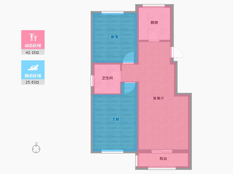 辽宁省-葫芦岛市-天顺红海湾二期-60.91-户型库-动静分区