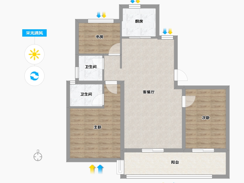 安徽省-宿州市-兴邦·江山樾-84.35-户型库-采光通风