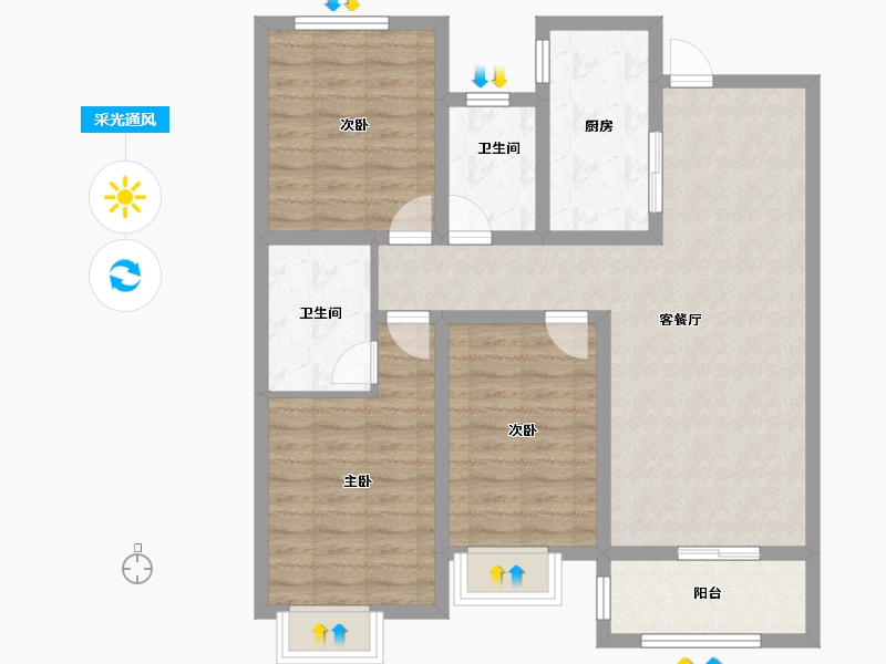 河北省-衡水市-港湾家园-92.00-户型库-采光通风