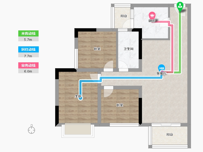 四川省-宜宾市-华泓·凤凰别院-70.40-户型库-动静线