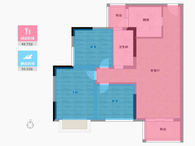 四川省-宜宾市-华泓·凤凰别院-70.40-户型库-动静分区